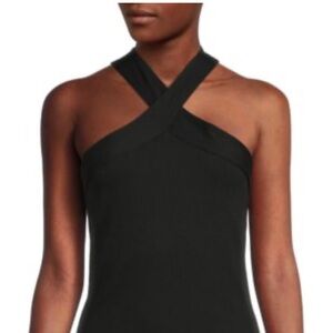 NWOT Rachel Zoe Black Cross Neck Ribbed Top M